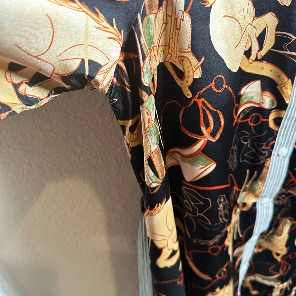 Black and Gold Western Patterned Shirt Dress - NWT - Picture 5 of 8